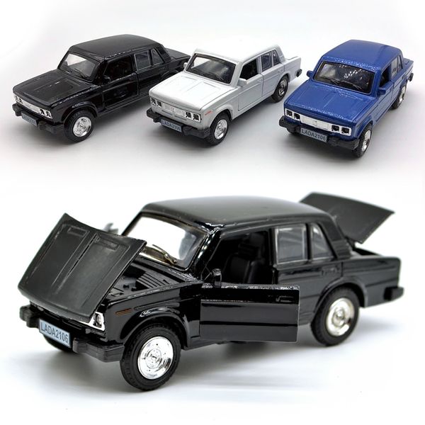 LADA 2106 Modelo Car 1: 36 Escala Carro Diecast, Brinquedos de Veículo de Liga para Crianças Meninos, Modelo De Metal Com Aberta Porta / Som / Luz / Pull LJ200930