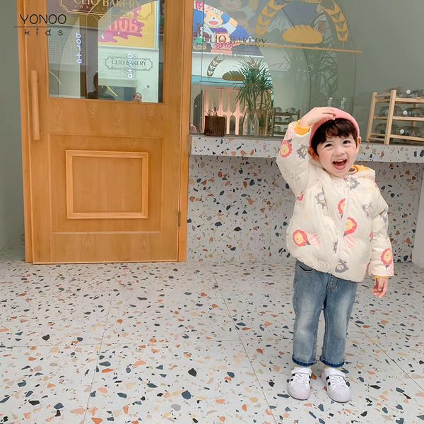 

yonookids2020 autumn winter new children's short jacket baby coat 90 white duck down lovely and warm, Blue;gray