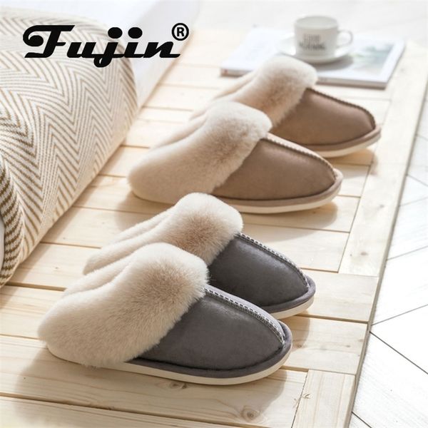 

fujin new autumn winter women men slippers bottom soft home shoe cotton slippers indoor slip on slides comfortable shoe slippers y201026, Black