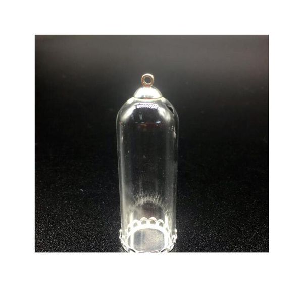 

100sets 50*18mm wishing glass dome bubble globe silver plated lace tray 8mm beads cap set diy glass vials pendant jewe bbysnd, Black