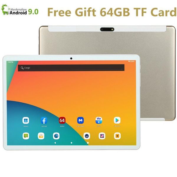 

tablet pc android 9.0 + 64gb tf 10.1 inch global 4g lte bluetooth wifi phablet mtk core dual sim card 2.5d ce band 32gb rom1