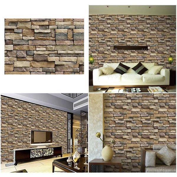 

45*100cm self-adhesive 3d simulation vein rock stone pattern brick wallpaper background decora bbycyw bdesports