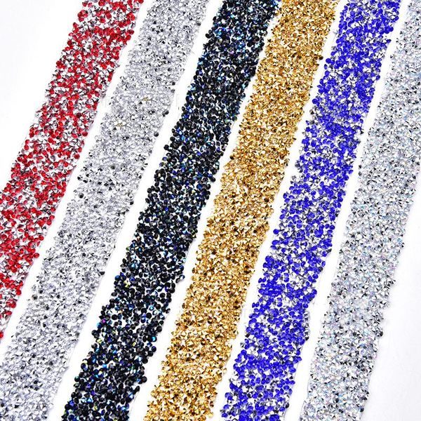 

new 1yard mix color rhinestone patch plating clothing shoes hats skirts handwork patch decor wedding dress gifts accessories wmtmhy, Black