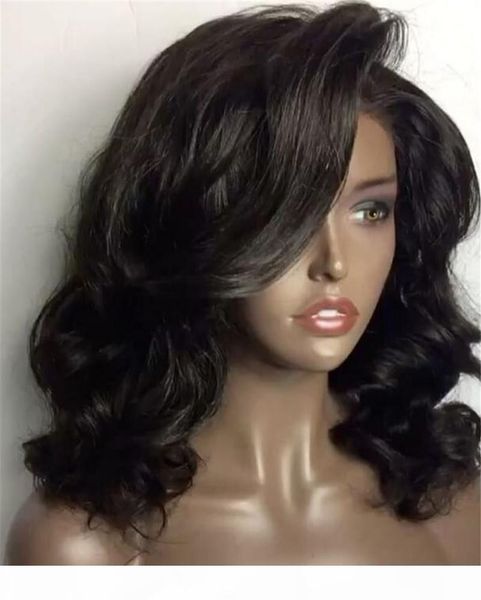 

8a short bob wig with bangs full lace wigs human hair brazilian short bob lace front wigs virgin hair cuts bob human hair wigs, Black;brown