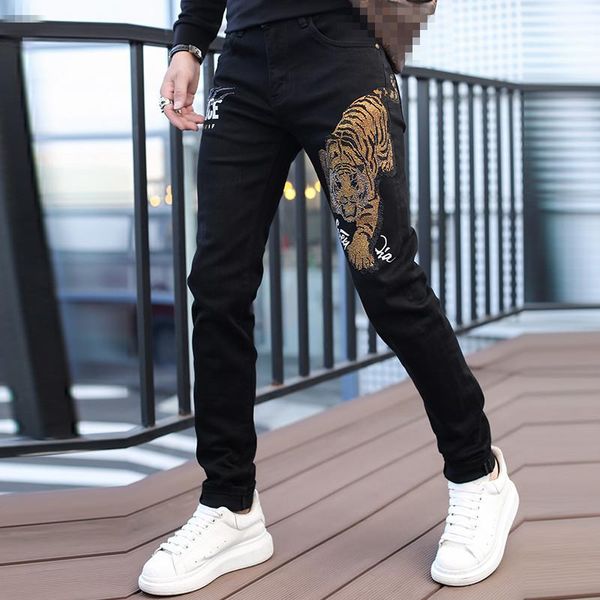 

hk10219 fashion men's jeans 2020 runway luxury european design party style men's clothing, Blue