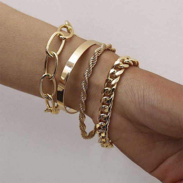 

bangle ladies -selling metal personality twist chain bracelet set, Black