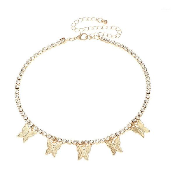 

chokers alloy butterfly fashion choker necklace for women jewelry collares friends chains girl accessories aesthetics suspension xl102551, Golden;silver