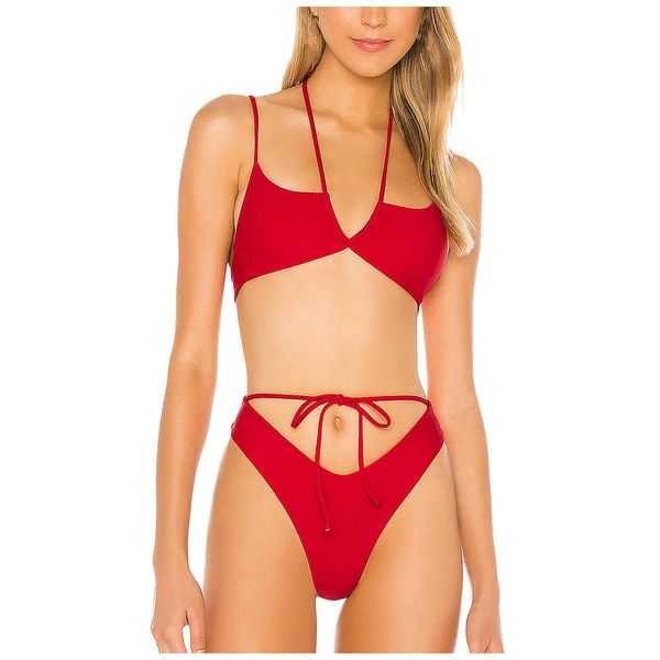 

swimwear women push up micro bikinis set women's solid color straps bikini double strap high waist split swimsuit, White;black