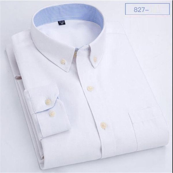 

long sleeve formal men's solid color dress shirts social turn-down collar with pocket regular fit business male1, White;black