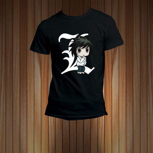 

sport 100% cotton print mens summer death note l chibi anime cartoon series men's t-shirt tee tee shirt
