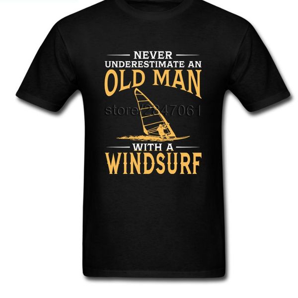 

never underestimate an old man with a windsurf t shirt short sleeved custom design tees shirt cotton 017018 sport hooded sweatshirt hoodie