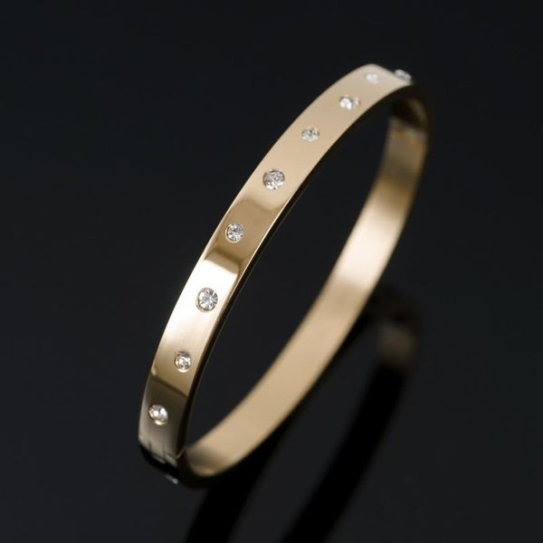

bangle women bracelets & bangles fashion irregular crystal open cuff design stainless steel luxury gold jewelry for wedding, Black