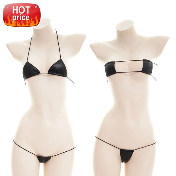 

super mini bra set kawaii lingere cute erotic micro bikini extreme bra and panty for women underwear stripper clothes #sb8v, Black;white