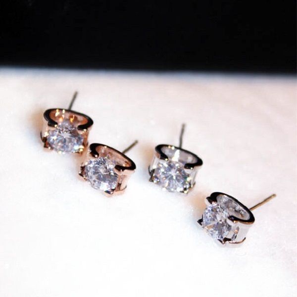 

fashion new ins trendy luxury designer sparkling simple elegant diamond zirconia stud earrings for woman girls gifts silver post, Golden;silver
