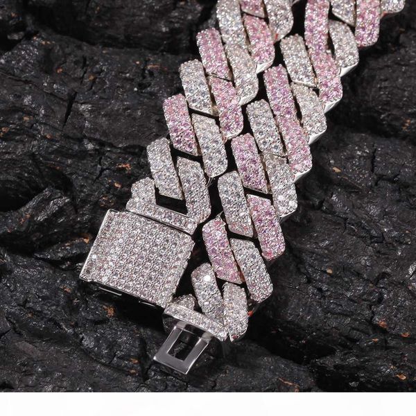 

13mm copper 2row form curb cuban bracelet iced out cz bracelet accept custom color for men box clasp drop shipping, Black