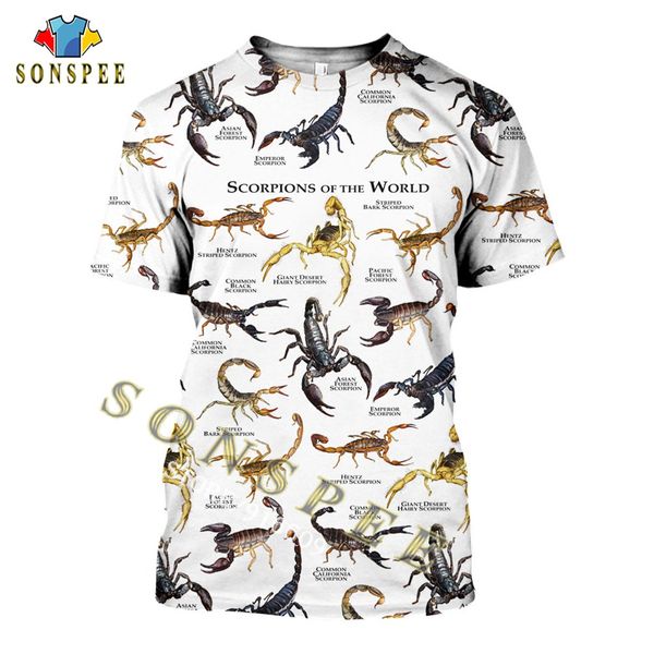 

scorpions of the world anime summer insect 3d print shirts horror funny hentai men clothing