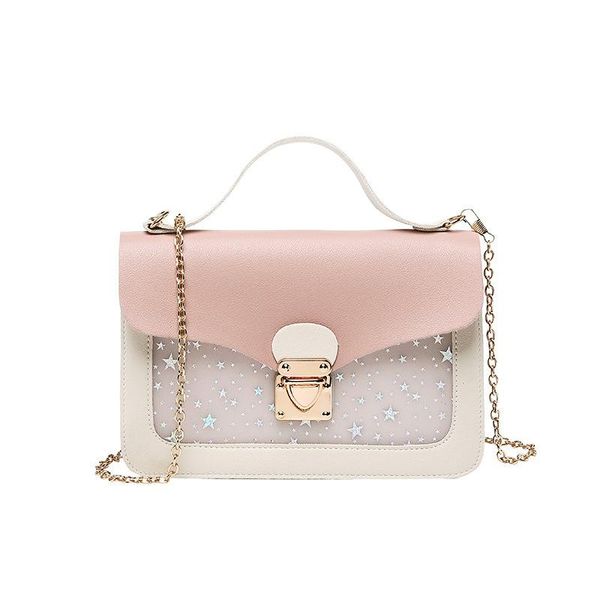

evening bags 2021 cover lock women's bag mobile phone small square sequined star printing shoulder fashionable leather messenger
