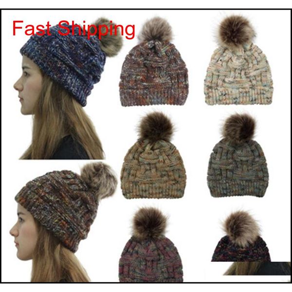

winter women knitted hat warm pom pom colorful wool hat ladies skull beanie solid female outdoor caps 7 colors zza869 ip5mb