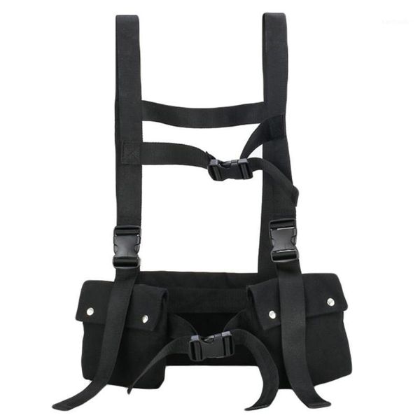 

outdoor bags women tactical hip hop streetwear functional chest vest rig waist bag men oxford fanny pack black adjustable bags1
