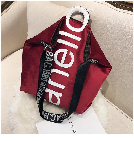 

velvet big bag female 2020 new wave wide shoulder single large capacity casual mobile slung women's bag