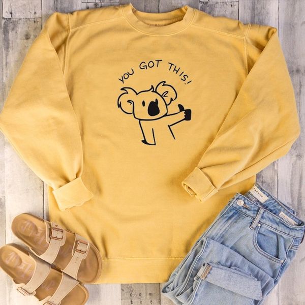 

you got this cute koalas weatshirt pullover funny pullovers quote pure aesthetic casual cotton jumper outfits sweats t200311, Black
