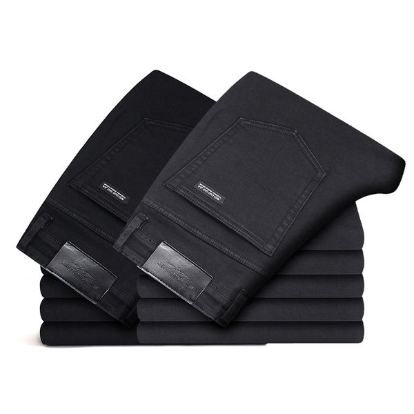 

2019 black grey brands jeans trousers men clothes elasticity skinny jeans business casual male denim slim pants classic style 201118, Blue