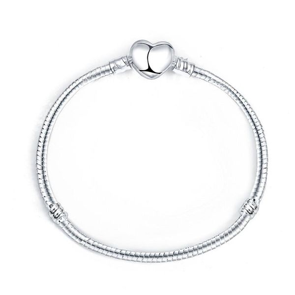 

17-21cm silver color love snake chain bracelet fit original design beads charm diy bead bangles jewelry making fashion gift wmtdpt