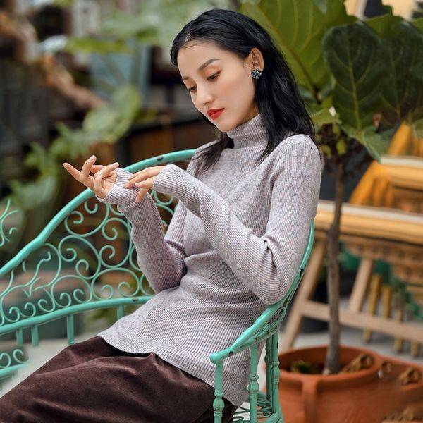 

pzuva autumn and winter high collar women's solid color pullover slim bottom pullover sweater sweater 2020 new women's temperament, White;black