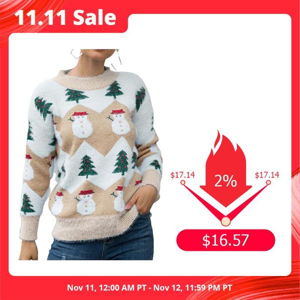 

fsda женщины мохар рождественский свитер o шея свободных с длинным рукавом повседневная милая пуловер осень зимняя джемпер теплые розовые св, White;black