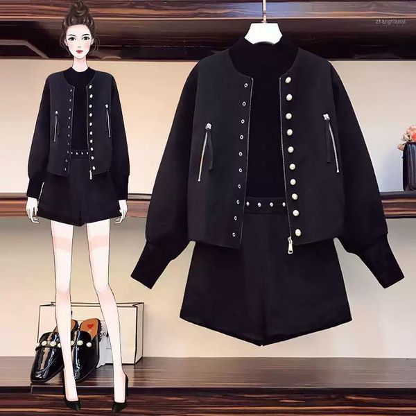 

women 2021 autumn winter fashion two piece suits female solid color zipper outwears ladies wide-leg pants plus size sets q2371, Gray