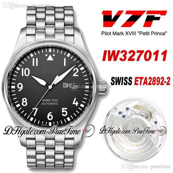 V7F Mark XVIII 327011 Le Petit Prince Swiss ETA2892-2 Автоматические мужские часы Стальные чехол черный циферблат из нержавеющей стали браслет новый PureTime J4A1