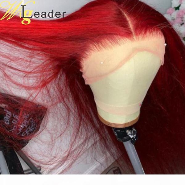 

wigleader red human hair lace front straight preplucked lace frontal wigs red glueless remy hair wigs red remy hair lace wigs, Black