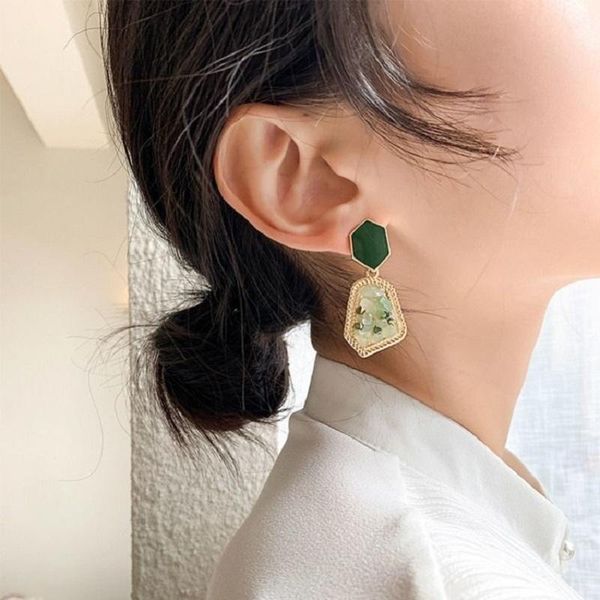 

dangle & chandelier retro bohemia stone earrings for women white green sparkling rhinestone drops earring elegant banquet female jewelry gif, Silver