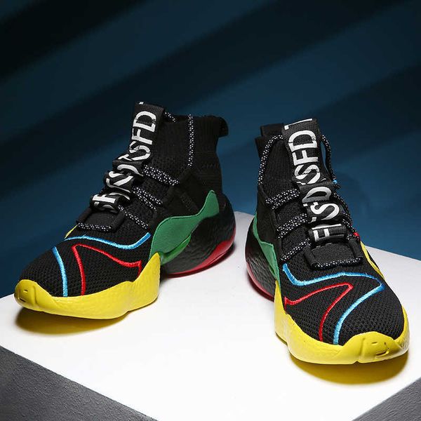 

2022 fashion street style comfortable thick men sneakers high elasticity breathable man sport plus size 35 50