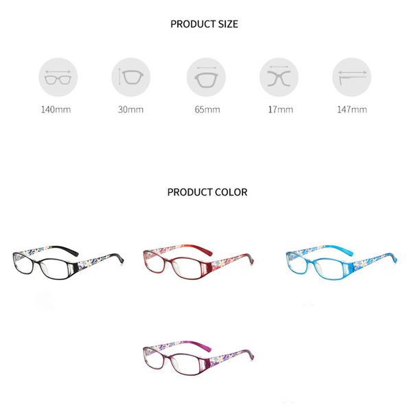 

floral elbru anti blue light printed reading women men computer protection fashion glasses +1.0 1.5 2.5 3.0 3.5