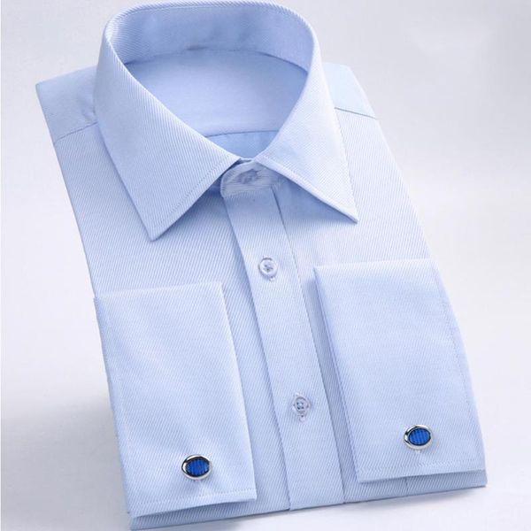 

men's casual shirts fashion men french cuff long sleeve cotton business shirt with cufflinks summer collar blouses, White;black