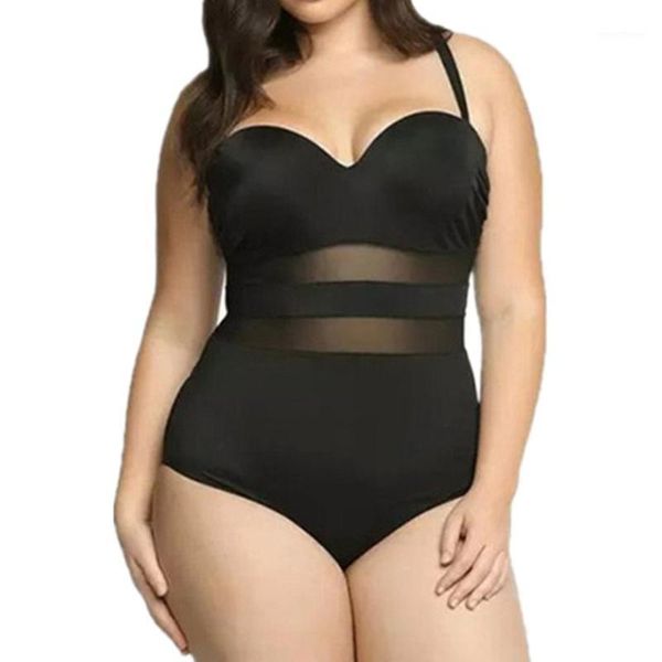 

women plus size swimwear sport fat women thong bikini set solid one piece swimsuit swimwear bathing beachwear x03131, White;black