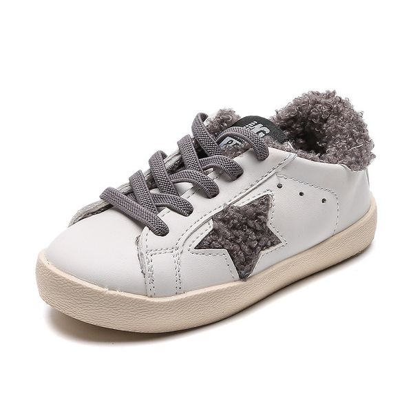 

girls boys casual boots 2020 autumn winter children cotton warm plush outdoor student sneaker soft bottom kids star shoes, Black