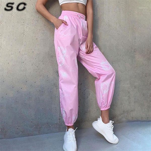 

dragon print women's high-waist trousers, drawstring elastic band, jogging pants, pockets, loose feet female pants, street wear1, Black;white