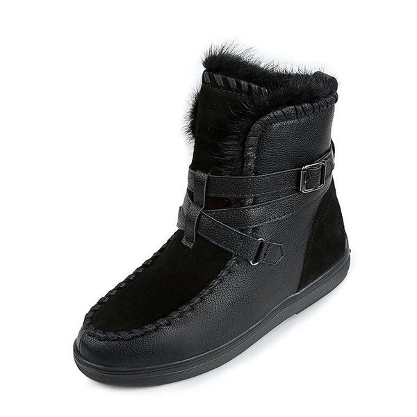 

тималином новое прибытие женщин ботильоны платформа теплое fur корова замша женская обувь снег сапоги повседневная зима круглый toe плоский, Black