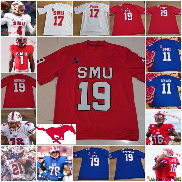

mens youth custom smu mustangs mike williams danny gray justin osborne danielson ike keke burns ty dearman smu mustangs football jersey, Black