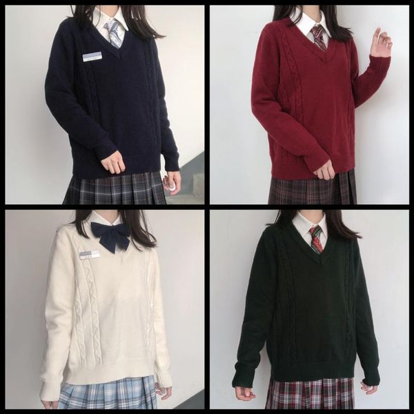 

clothing sets jk uniform genuine long-sleeved sweate style japanese fashion school girl sweaters womens clothing1, White