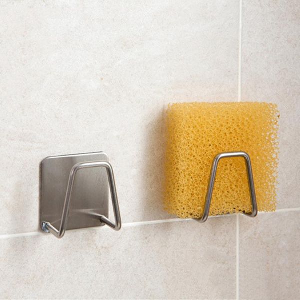 

kitchen stainless steel sponges holder self adhesive sink sponges drain drying rack kitchen sink accessories storage organizer