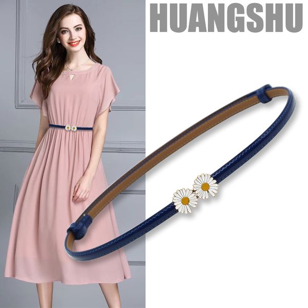 

small daisy belt dress for women's decoration, fashionable versatile shirt with korean waistband and trousers, Black;brown