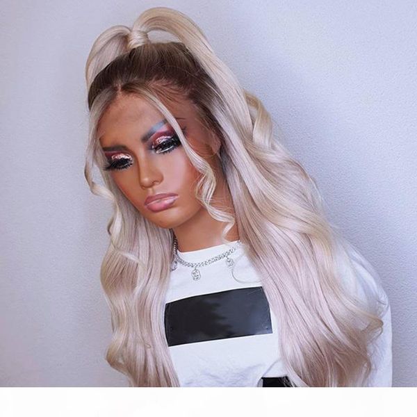 

ombre blonde light root human hair silk base lace wigs 180density blonde wavy human hair brazilian glueless full lace wigs, Black;brown