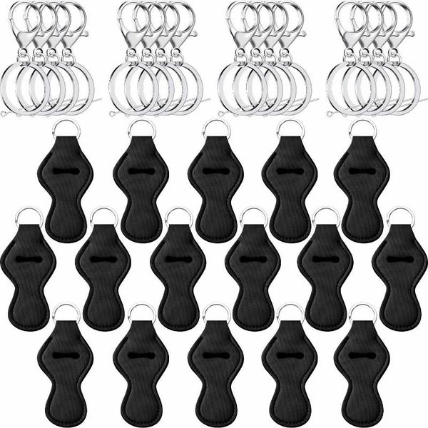 

16pieces chapstick holder keychain with 16 metal key chains neoprene lip lipstick holder keychain pouch novelty gifts