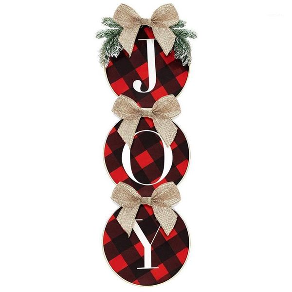 

decorative flowers & wreaths christmas decorations - joy sign check plaid wreath for front door -home window wall farmhouse indoor outdoor1
