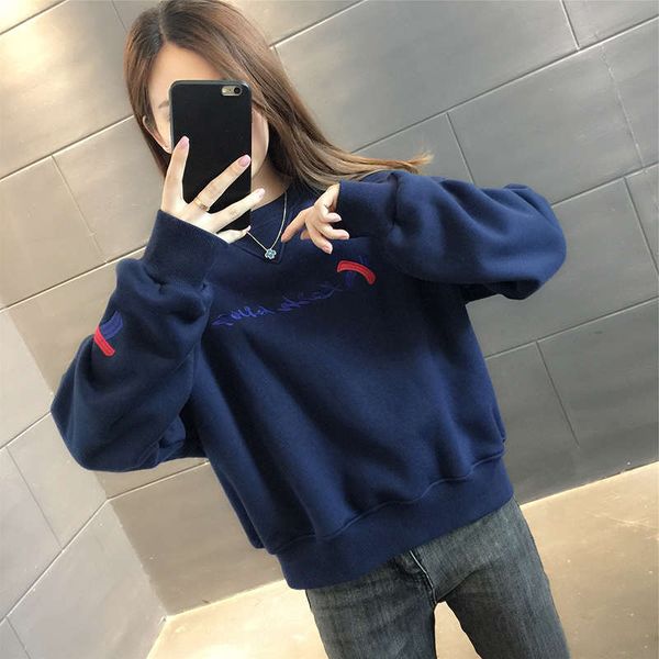 

short style plush sweater women's clothing new autumn winter thickened coat foreign fashion small top, Black