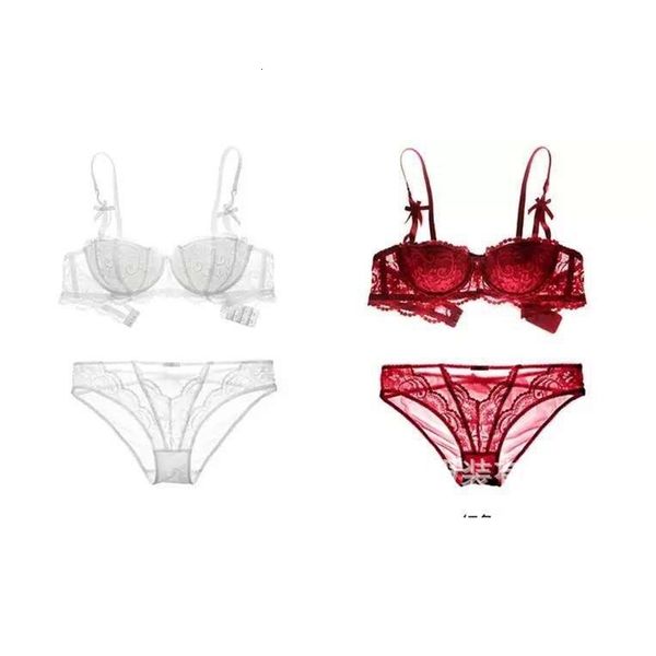 

mature women's comfortable gathered half wipe cup bra suit is popular, Red;black