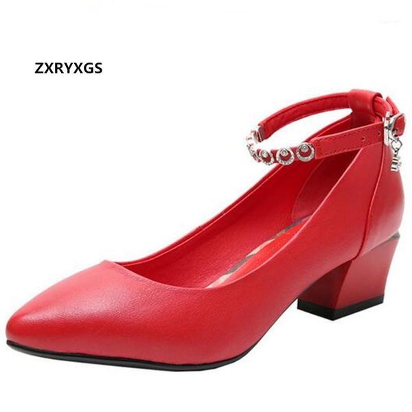 

dress shoes promotion 2021 autumn cowhide rhinestone leather fashion banquet wedding women high heel large size1, Black